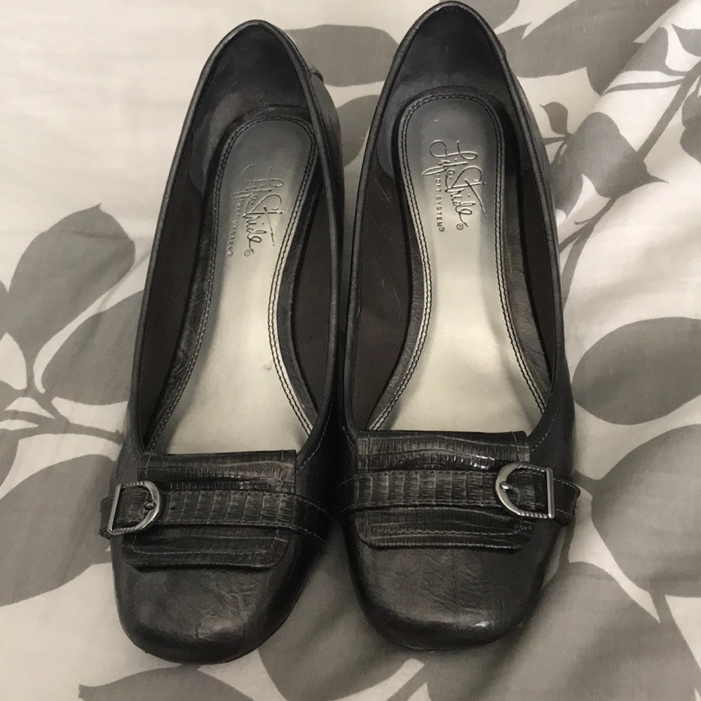 Charcoal silvery grey dress shoes